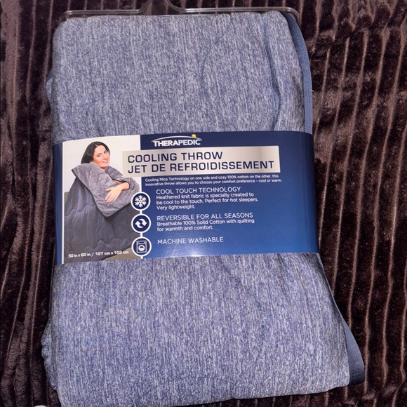 Therapedic Cooling Throw Blanket - Blue - Picture 1 of 4